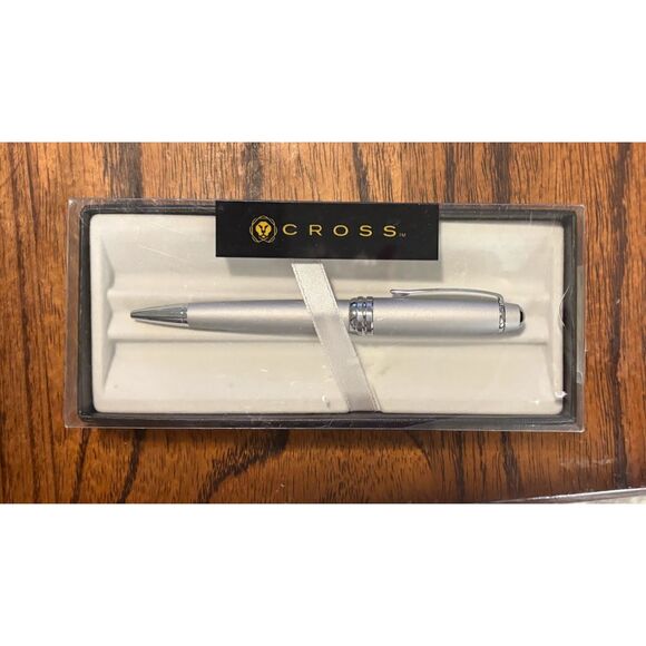 NIB Cross Ballpoint Pen Silver Satin Chrome Gift Boxed New Sealed Never Opened - Picture 1 of 3